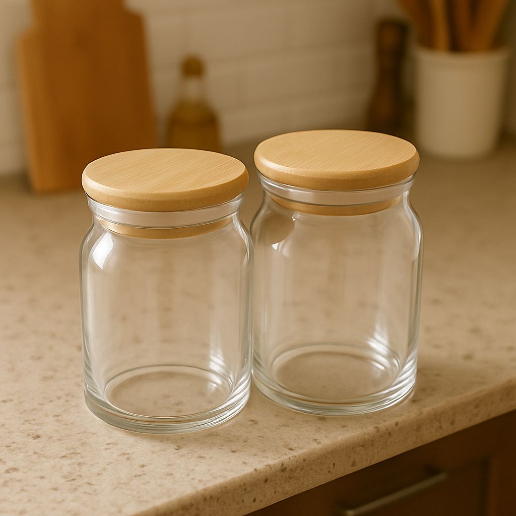 2'li Bambu Kapaklı Küçük Kavanoz