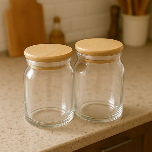 2'li Bambu Kapaklı Küçük Kavanoz