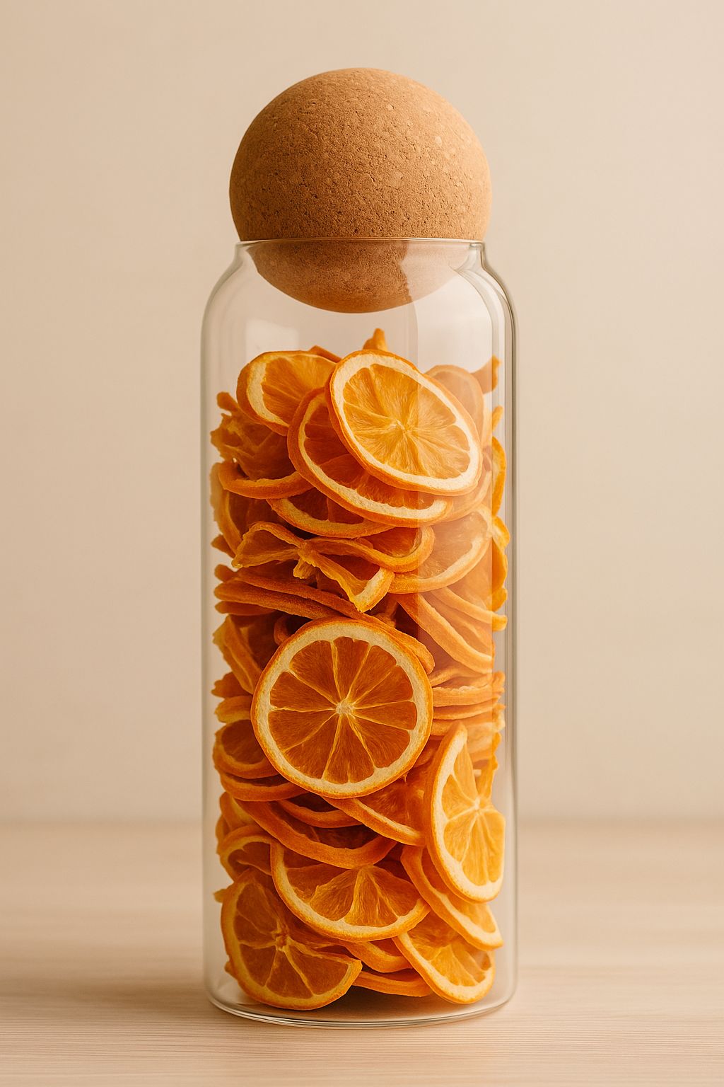 10 x 25 cm Borosilikat Cam Saklama Kabı Mantar Küre Kapaklı