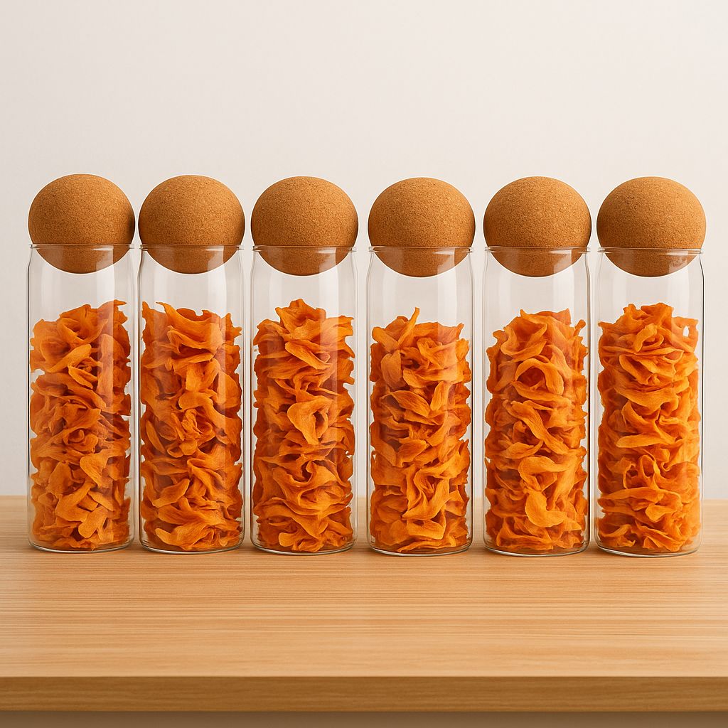 10 x 25 cm Borosilikat Cam Saklama Kabı Mantar Küre Kapaklı